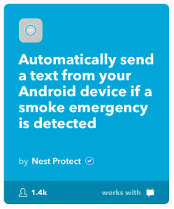 Příkladem řízení odpovědí na senzory spuštěný alarm je stránka IFTT (If This Then That). V tomto případě, si zde nastavíte, komu se pošle automatická sms, pokud čidlo Nest detekuje kouř.